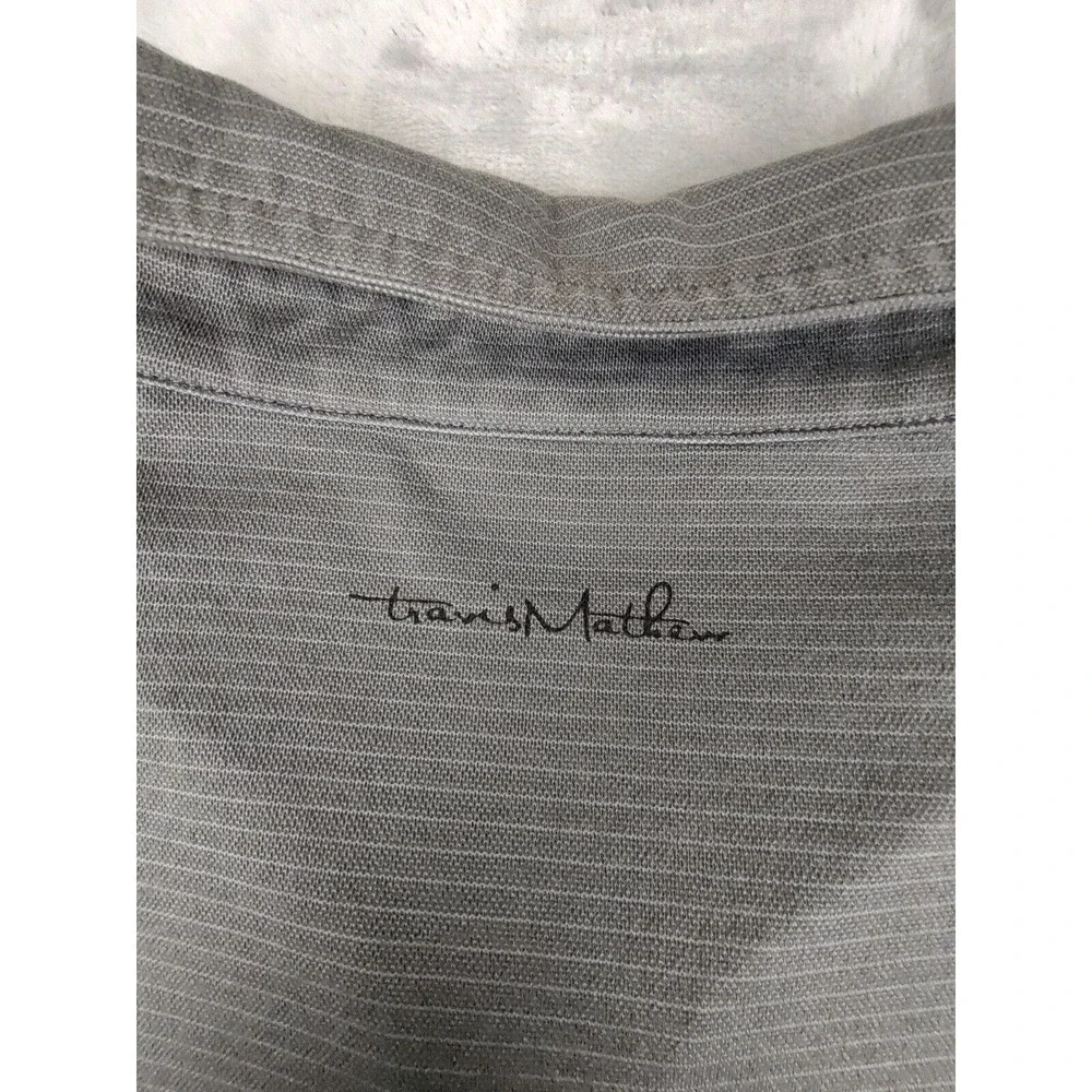 Travis Mathew Men's XXL Gray Striped Short Sleeve Polo Shirt Pima‎ Cotton Blend